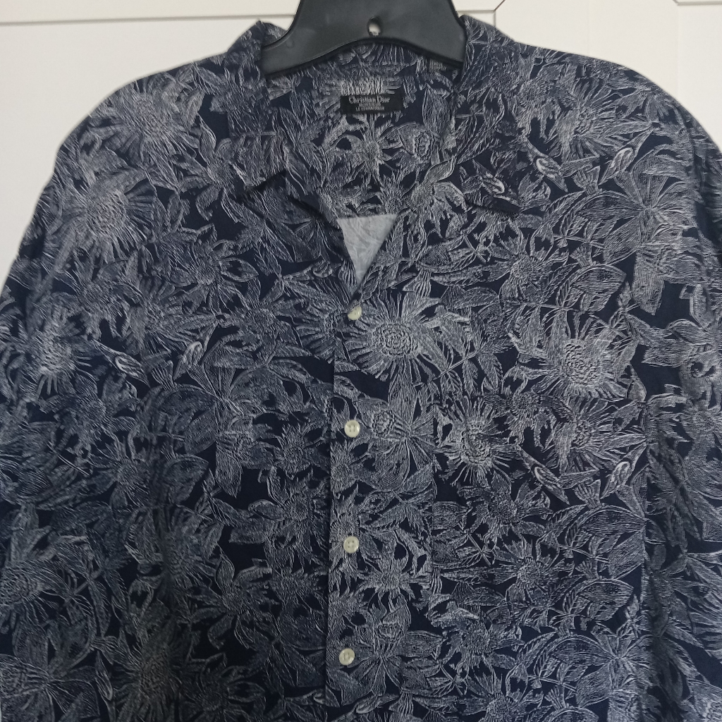 Christian Dior Monsier Navy Floral Button-Up Shirt Size Leuc